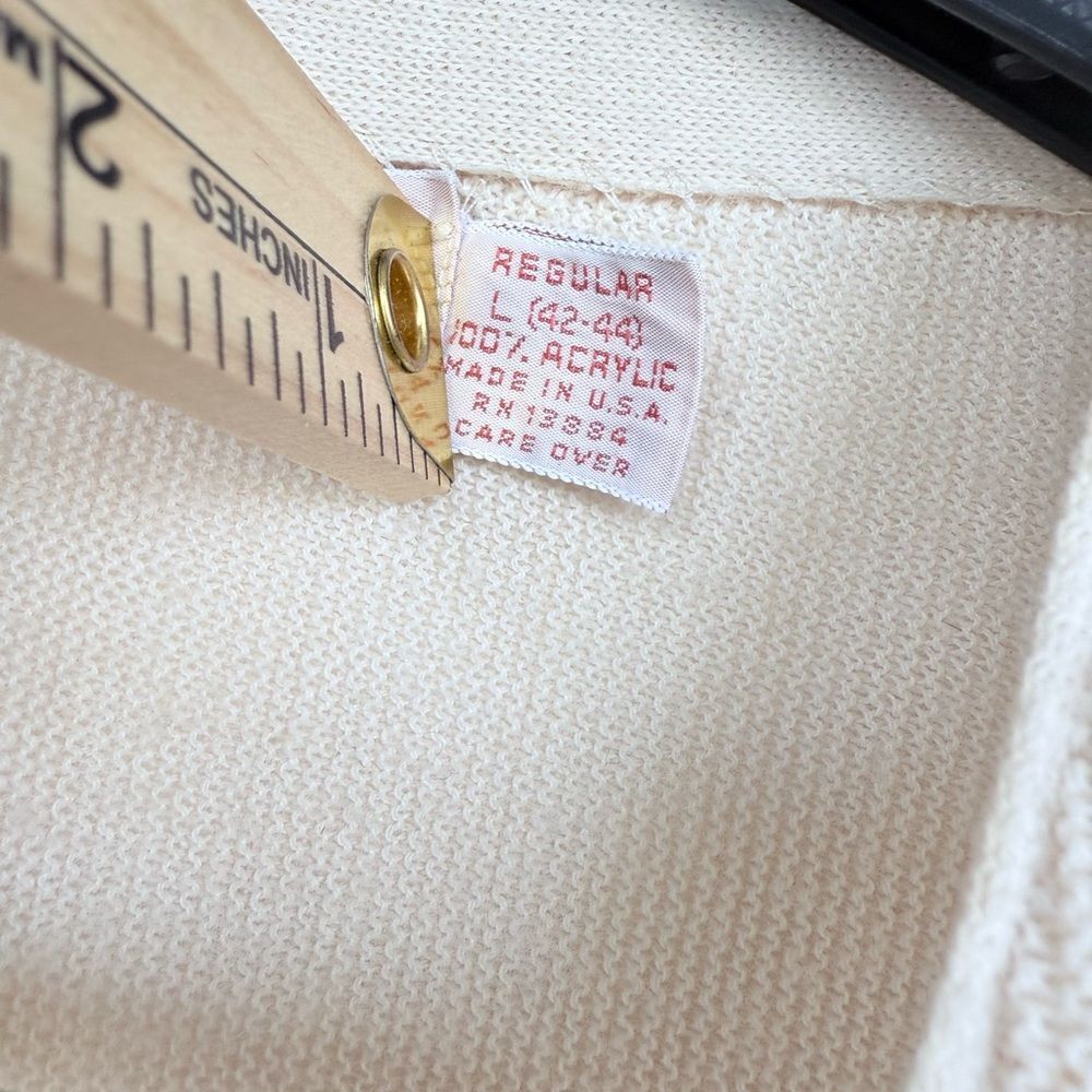 The Fox Collection Vintage Men’s Cream Cardigan Sweater Size L - Picture 5 of 6